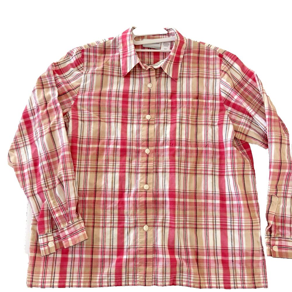 Alfred Dunner Petite Womens 14P ~ Long Sleeves ~ Button Up ~ Plaid